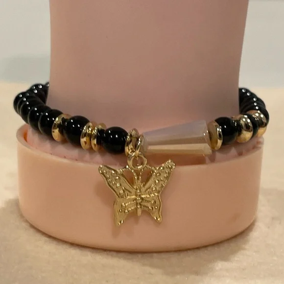 Gold and Black Butterfly Charm Bracelet Set - Picture 5 of 5